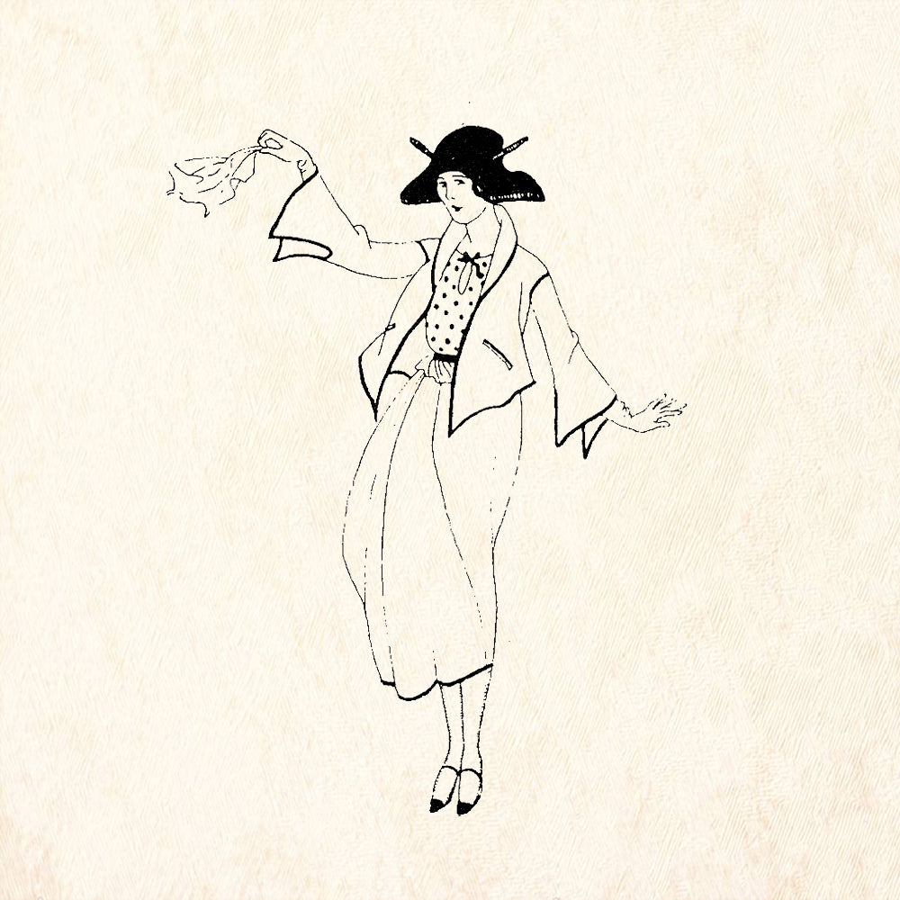 StampaFe Yoo Hoo 1920s Fashion Lady Wide Brim Hat Rubber Art Stamp