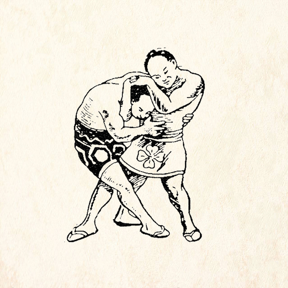StampaFe Head Lock Wrestlers Grappling Rubber Art Stamp
