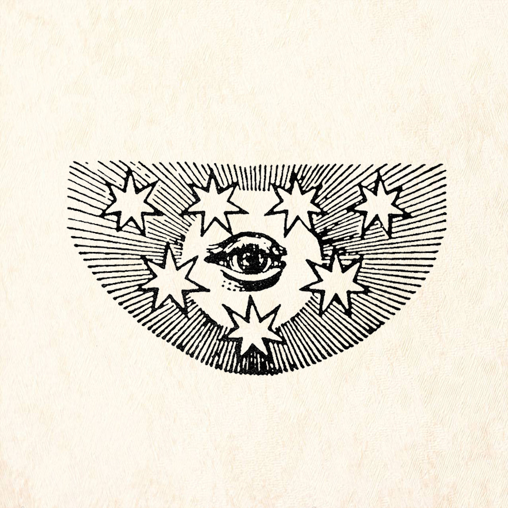 StampaFe Eye Star Nimbus Celestial Stars Radiating Rubber Art Stamp