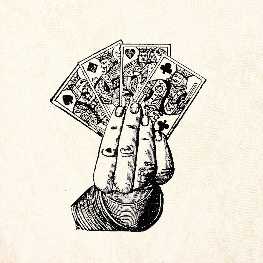 StampaFe Four Kings Card Hand Playing Cards Poker Rubber Art Stamp