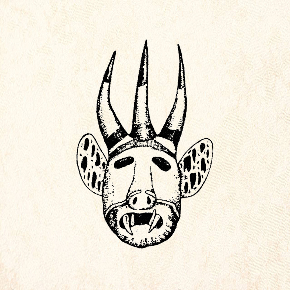 StampaFe Three-Horned Devil Mask Fantasy Face Rubber Art Stamp