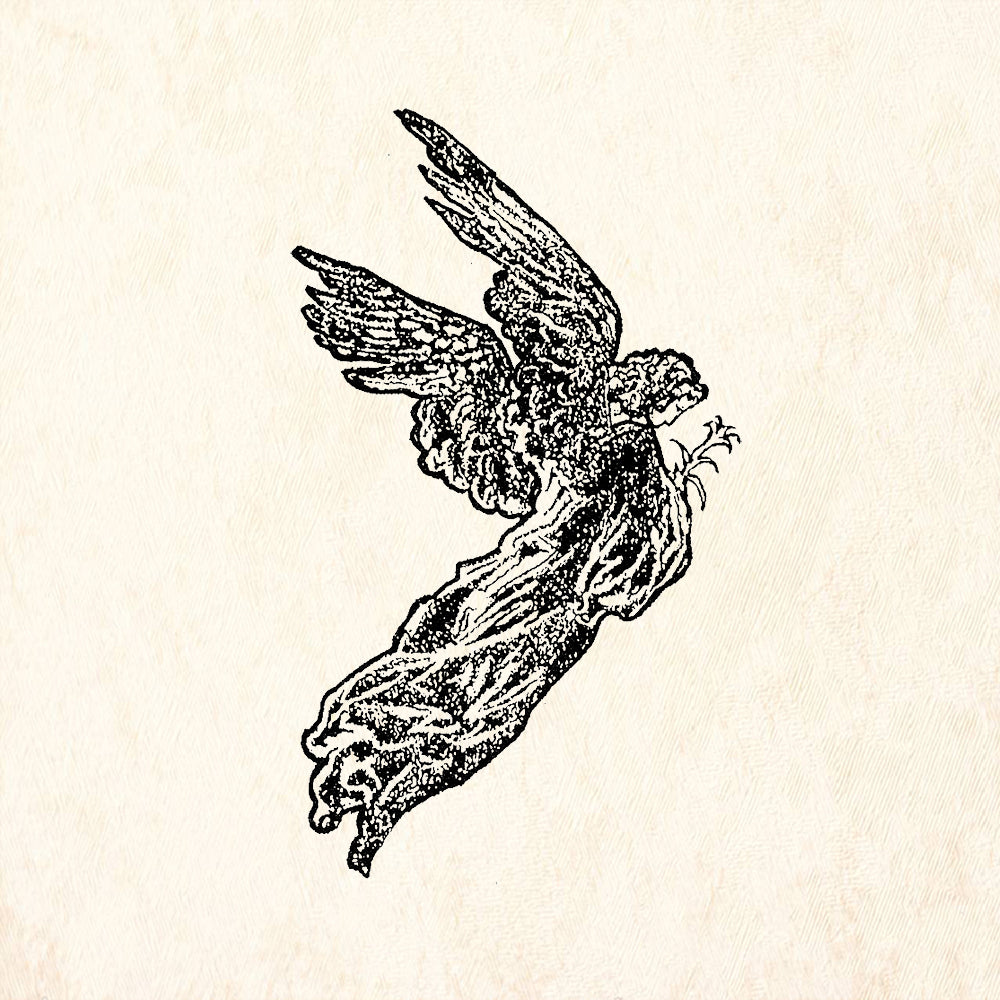 StampaFe Lily Angel Flying Figure Facing Right Rubber Art Stamp