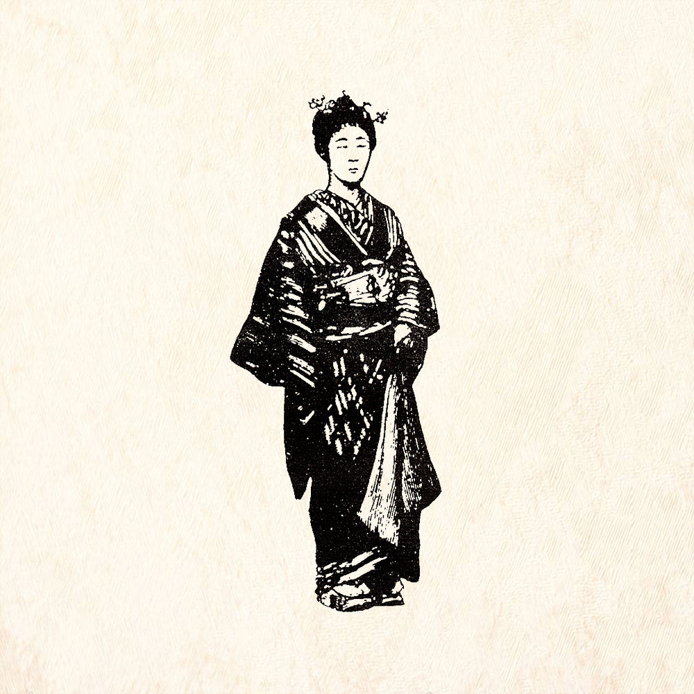 StampaFe Kimiko Japanese Woman in Kimono Facing Right Rubber Art Stamp