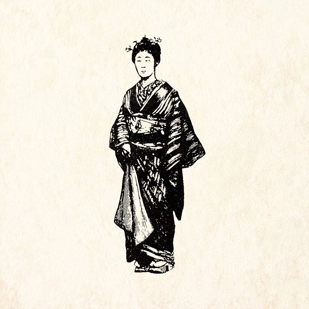 StampaFe Kimiko Japanese Woman in Kimono Facing Left Rubber Art Stamp
