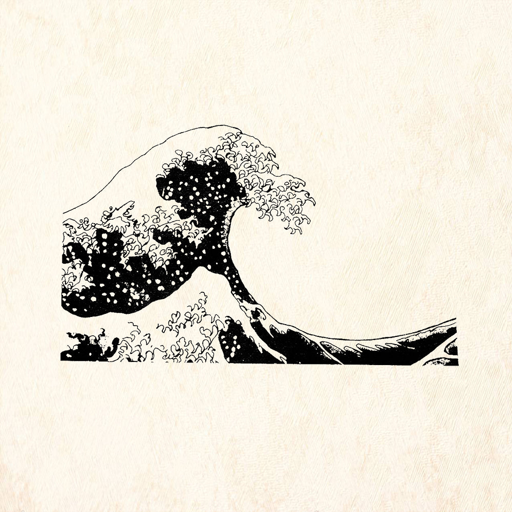StampaFe Tsunami Wave Facing Right Japanese Ocean Rubber Art Stamp