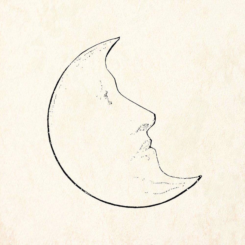 StampaFe Anxious Quarter Moon Rubber Art Stamp