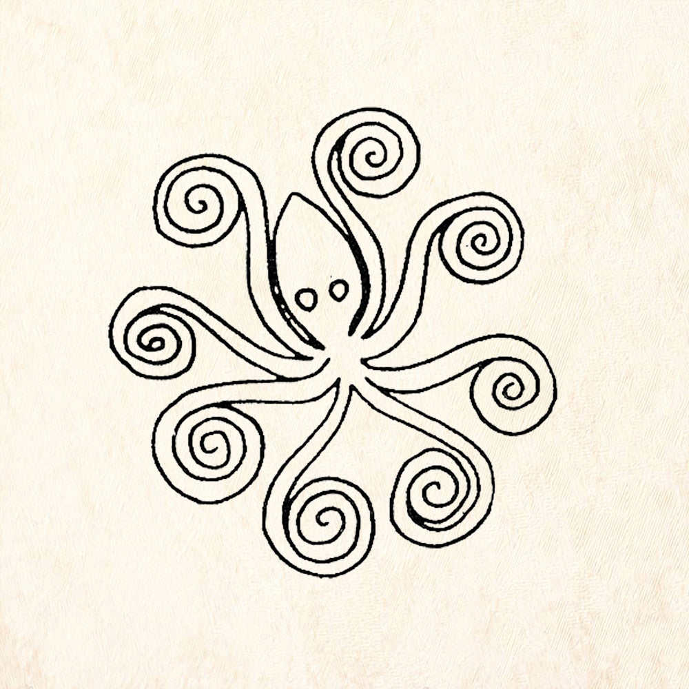 StampaFe Curly Octopus Rubber Art Stamp