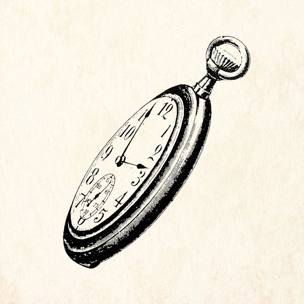 StampaFe Side View Pocket Watch Rubber Art Stamp