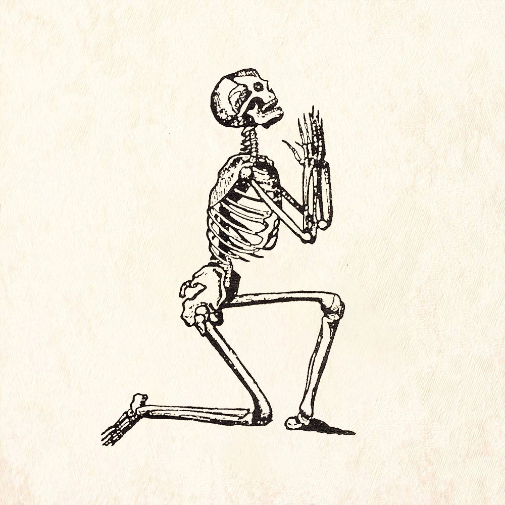 StampaFe Praying Skeleton Halloween Rubber Art Stamp