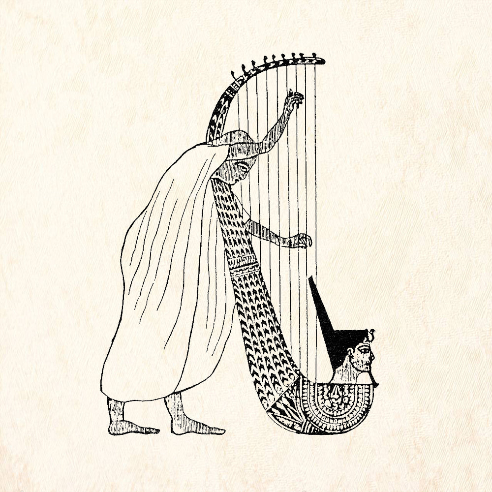 StampaFe Egyptian Harpist Rubber Art Stamp