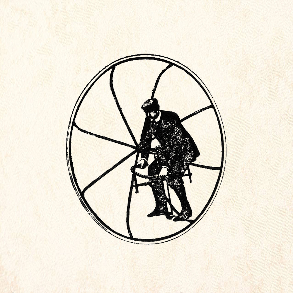StampaFe Man in Wheel Vintage Mixed Media Rubber Art Stamp