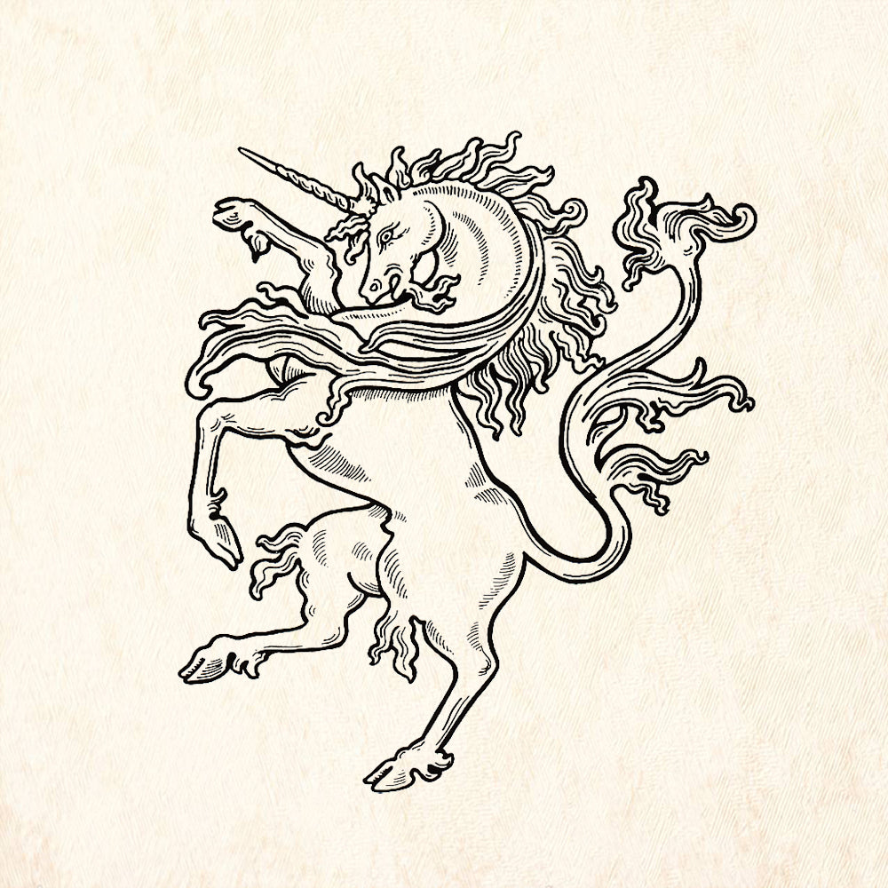 StampaFe Unicorn Large Heraldic Fantasy Rubber Art Stamp