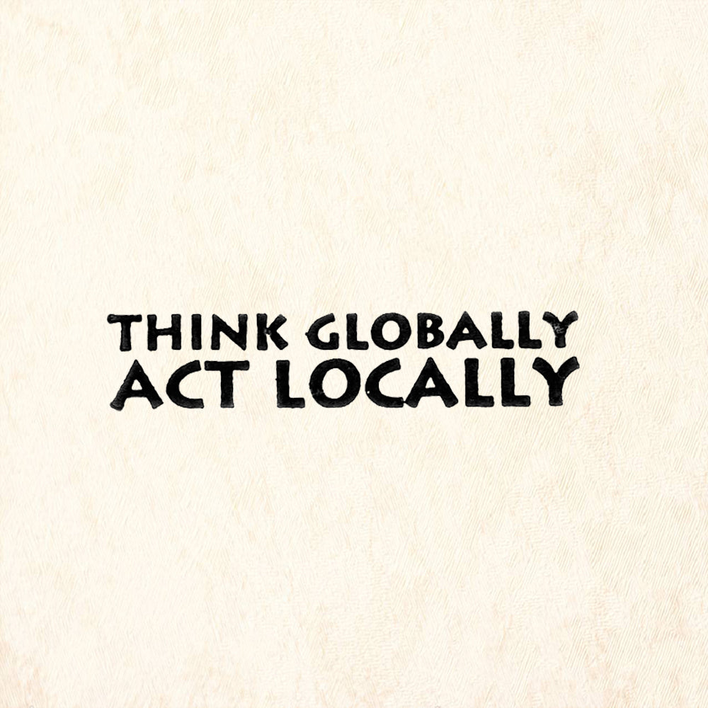 StampaFe Think Globally Act Locally Bold Text Rubber Stamp
