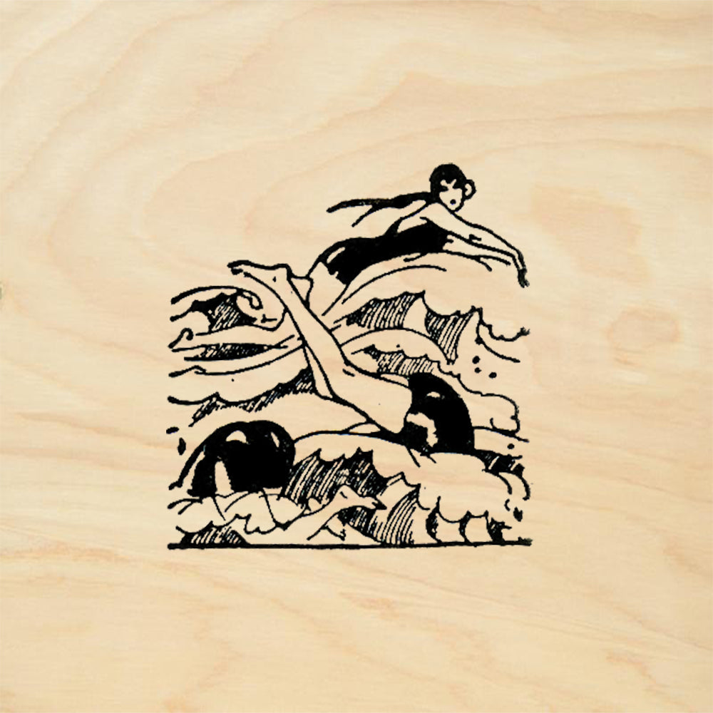 StampaFe Bathing Beauties Vintage Swimmers Ocean Scene Rubber Art Stamp