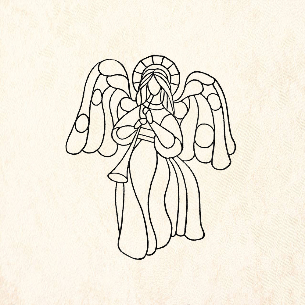 StampaFe Angel with Trumpet Holiday Rubber Art Stamp
