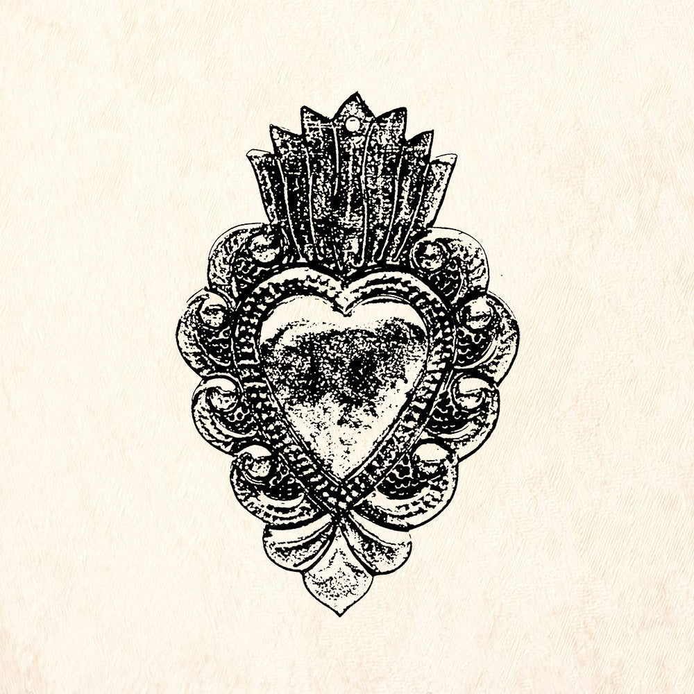 StampaFe Sacred Heart One Ornate Religious Rubber Art Stamp