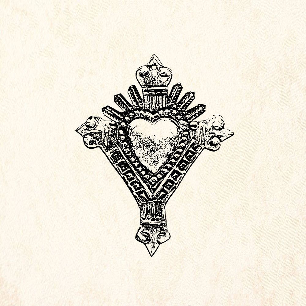 StampaFe Pointy Cross Heart Folk Art Rubber Art Stamp