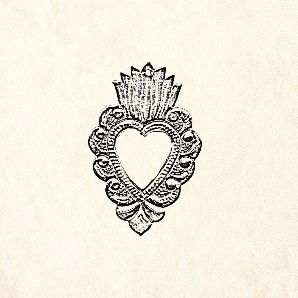 StampaFe Open Sacred Heart small Folk Art Rubber Art Stamp