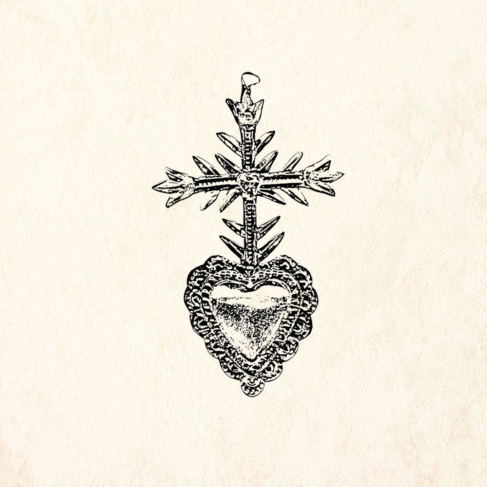 StampaFe Heart and Cross Folk Art Rubber Art Stamp