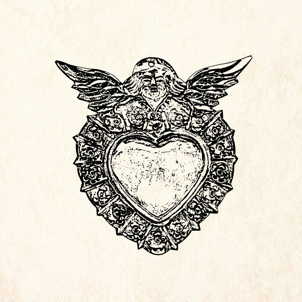 StampaFe Angel Heart Folk Art Rubber Art Stamp