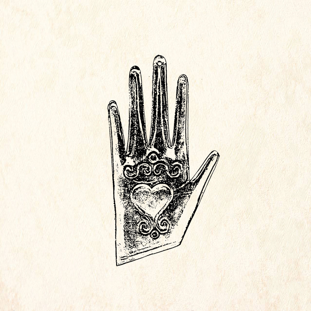 StampaFe Palm Heart 1 Folk Art Rubber Art Stamp