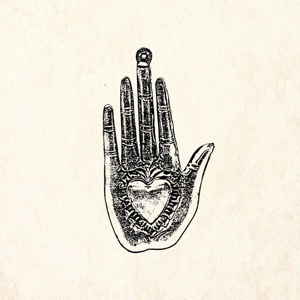StampaFe Palm Heart 2 Folk Art Rubber Art Stamp