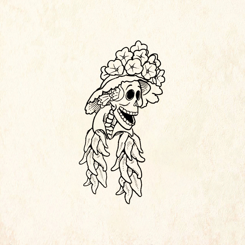 StampaFe Catrina and Ristra Day of the Dead Rubber Art Stamp