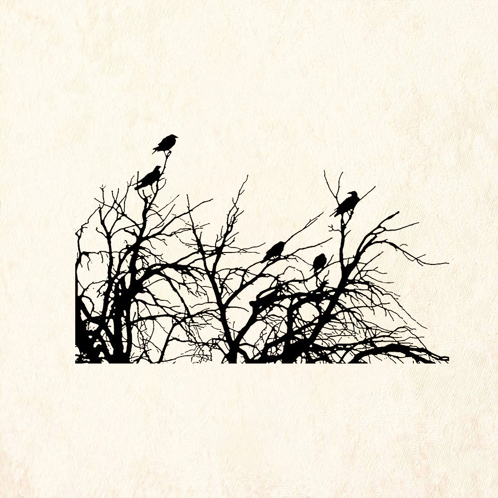 StampaFe Ravens In Tree Rubber Art Stamp
