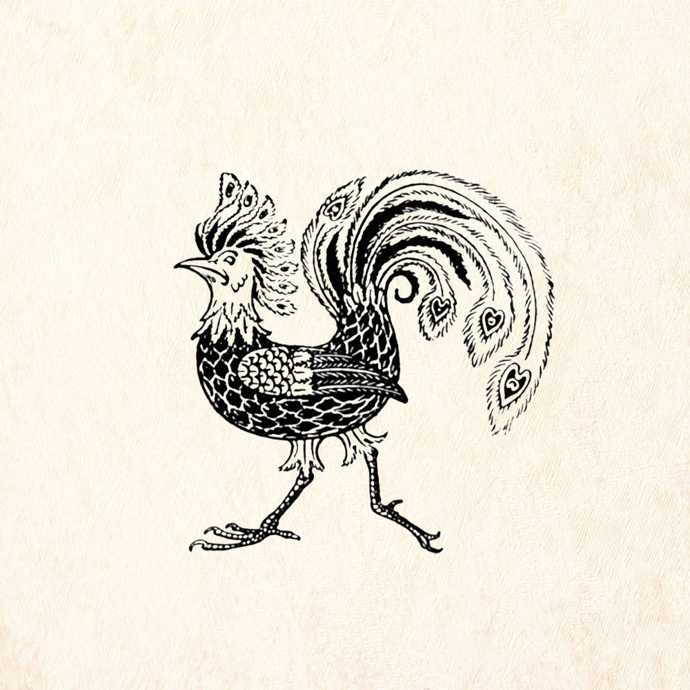 StampaFe Rooster’s Tale Folk Art Rubber Art Stamp