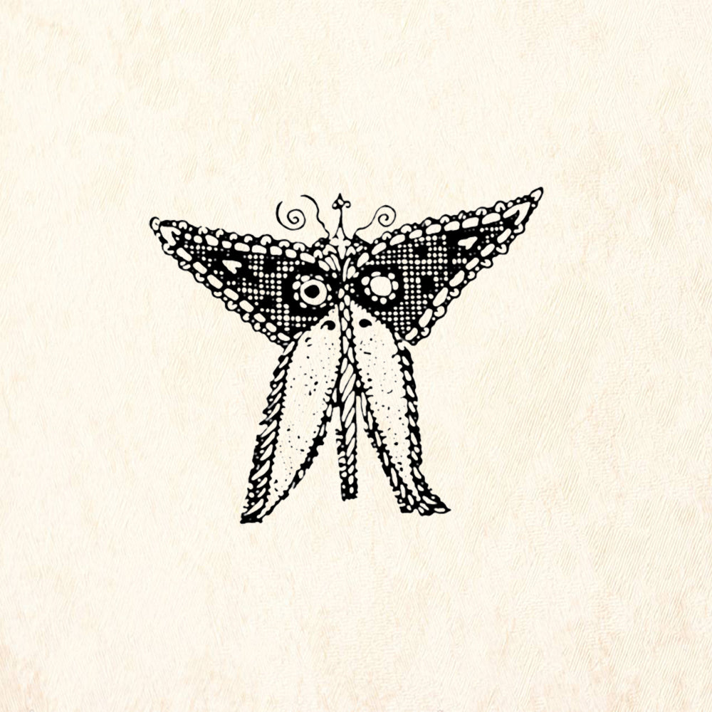 StampaFe Butterfly Plaid Whimsical Rubber Art Stamp