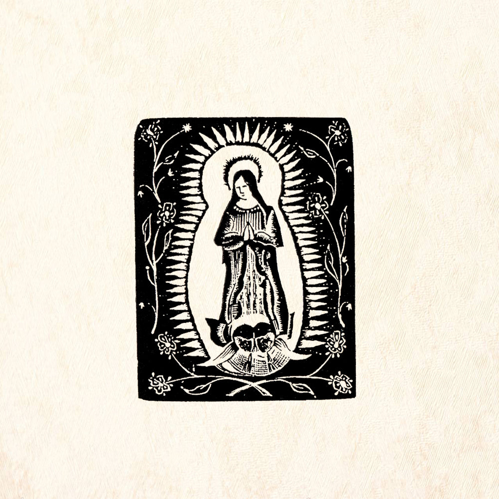 StampaFe Guadalupe Rectangle Folk Art Rubber Art Stamp