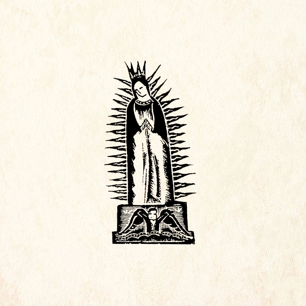 StampaFe Guadalupe small Folk Art Rubber Art Stamp
