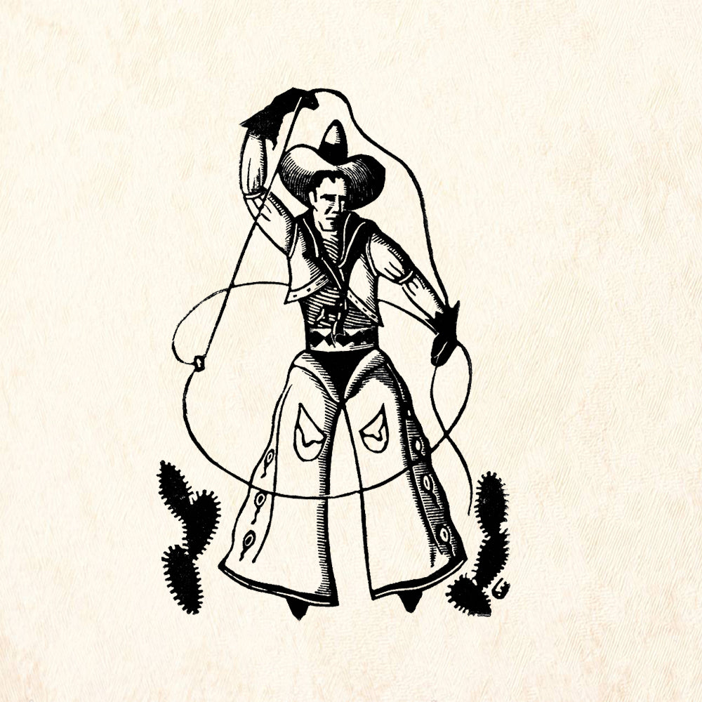 StampaFe Cowboy with Rope Southwest Rubber Art Stamp