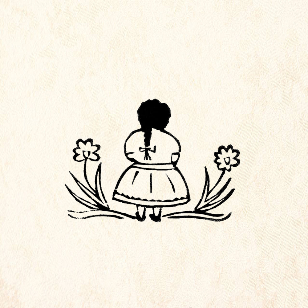 StampaFe Girl Folk Art Whimsical Rubber Art Stamp