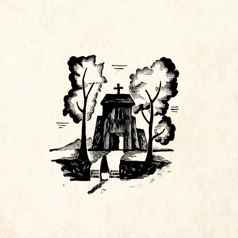StampaFe Church in Summer Southwest Rubber Art Stamp