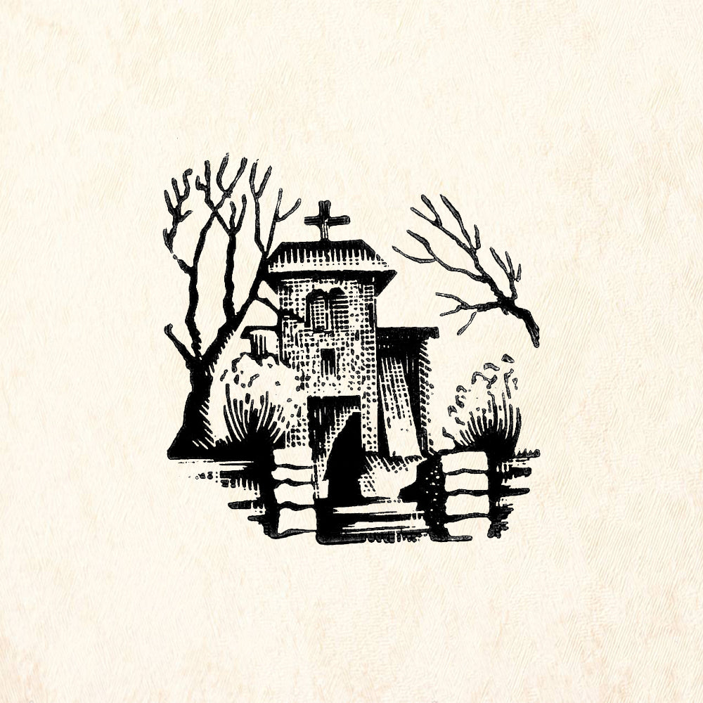StampaFe Church in Winter Southwest Holiday Rubber Art Stamp