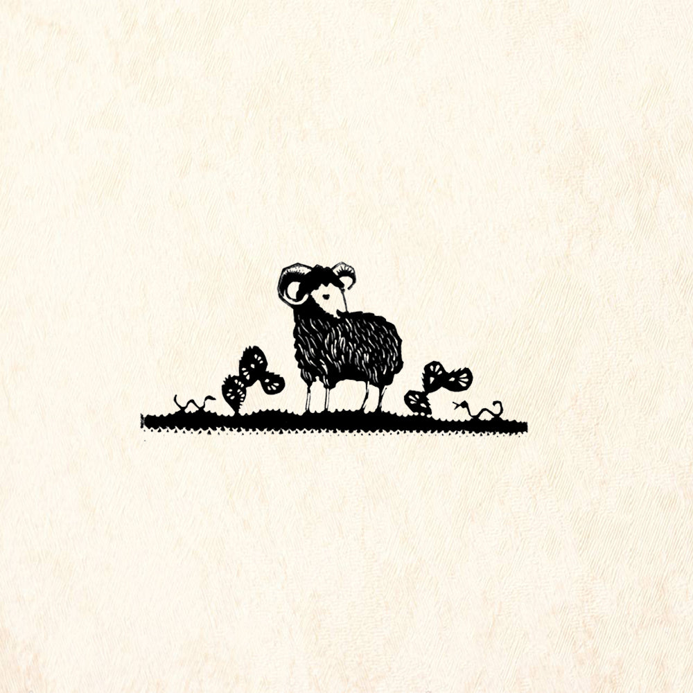 StampaFe Ram Folk Art Animal Rubber Art Stamp