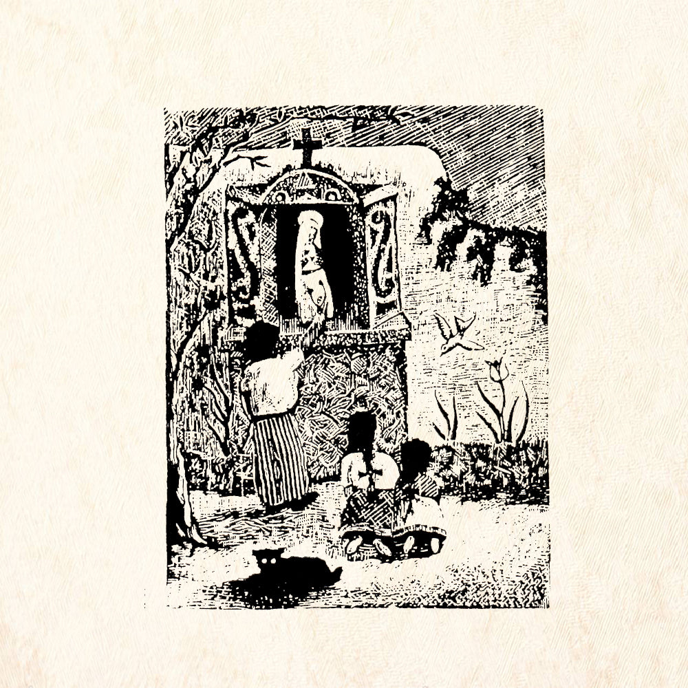 StampaFe Shrine w Children Southwest Rubber Art Stamp