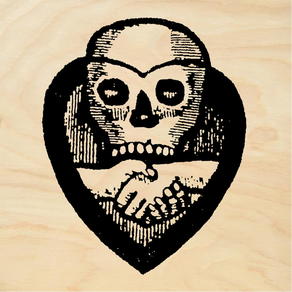 StampaFe StampaFe Love Skull and Clasped Hands in Heart Rubber Stamp 1.5 x 2