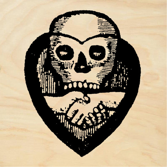 StampaFe StampaFe Love Skull and Clasped Hands in Heart Rubber Stamp 1.5 x 2