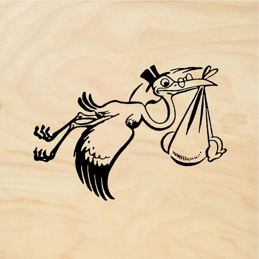 StampaFe Stork Delivery - Rubber Stamp 2.25 x 1.25
