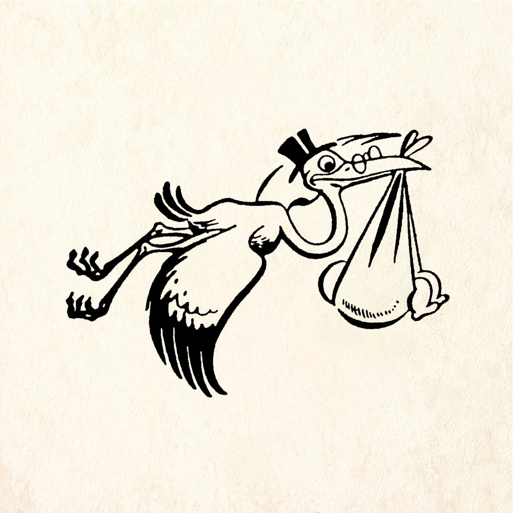 StampaFe Stork Delivery - Rubber Stamp 2.25 x 1.25
