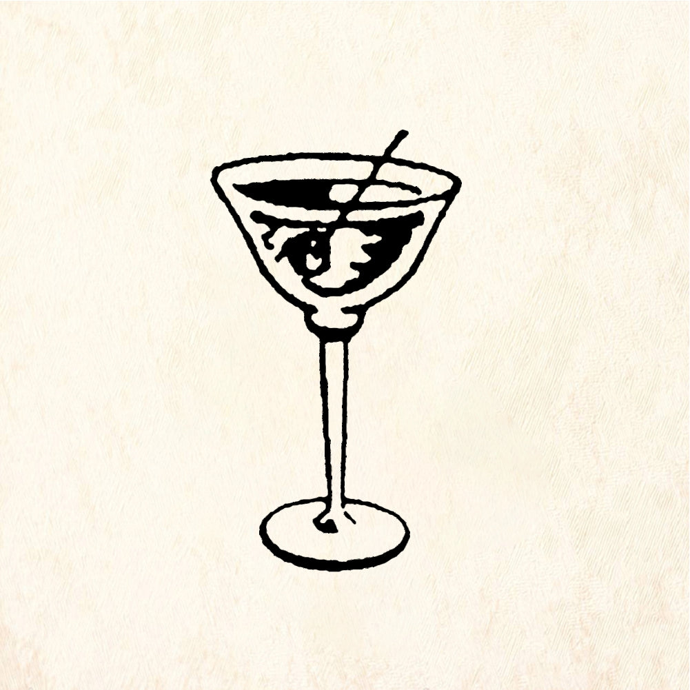 StampaFe Martini Glass - Rubber Stamp 1 x 1.25