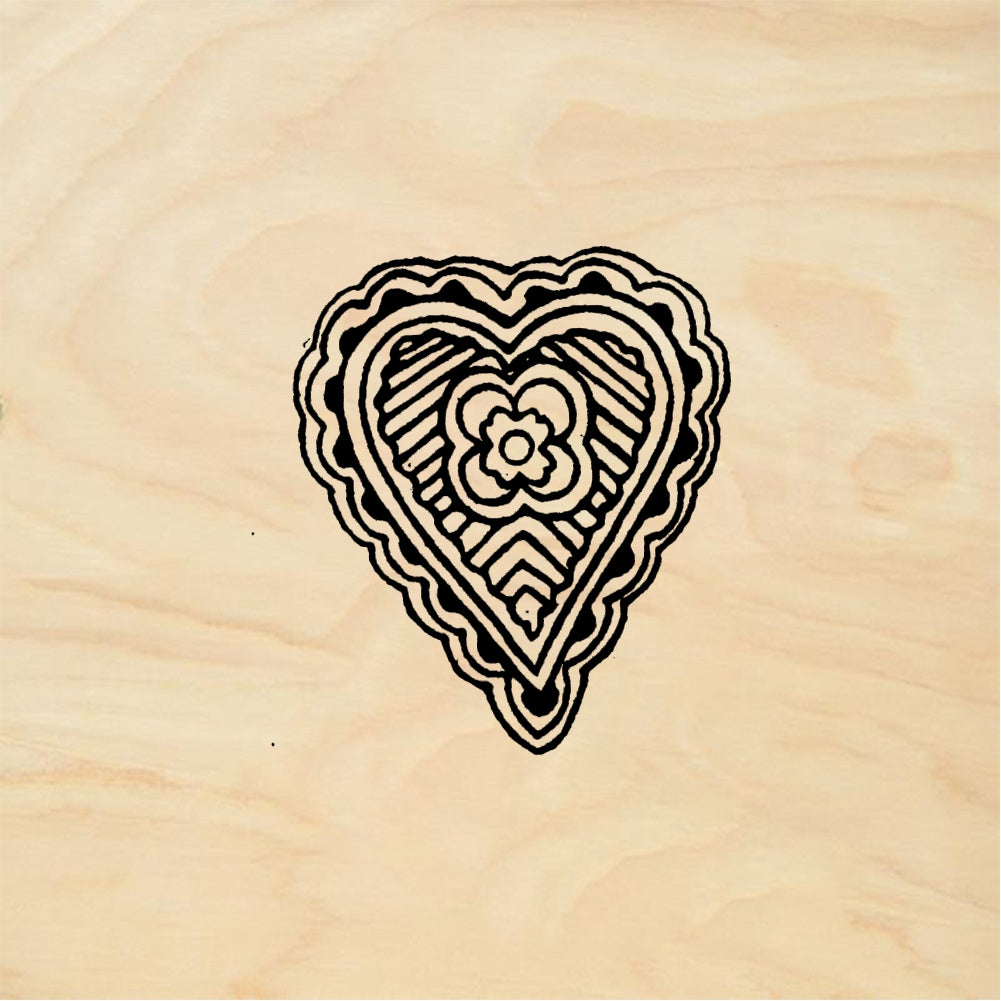 StampaFe Flower Heart - Rubber Stamp 1.5 x 1
