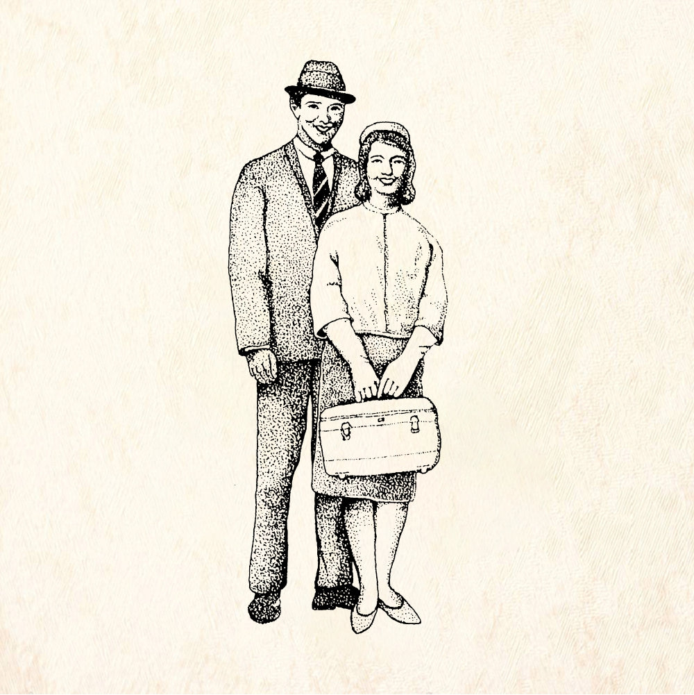 StampaFe Traveling couple - Rubber Stamp 1.25 x 2