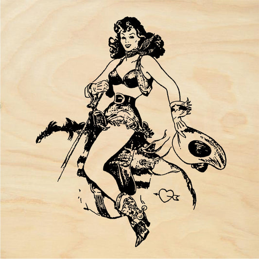 StampaFe Sexy cowgirl Pinup - Rubber Stamp 1.75 x 2.25