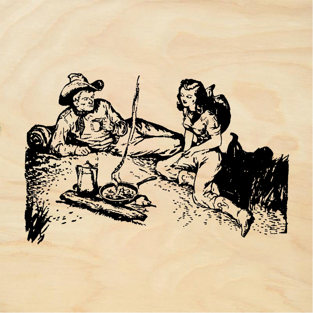 StampaFe Cookout on the Range Western Campfire Scene Rubber Art Stamp