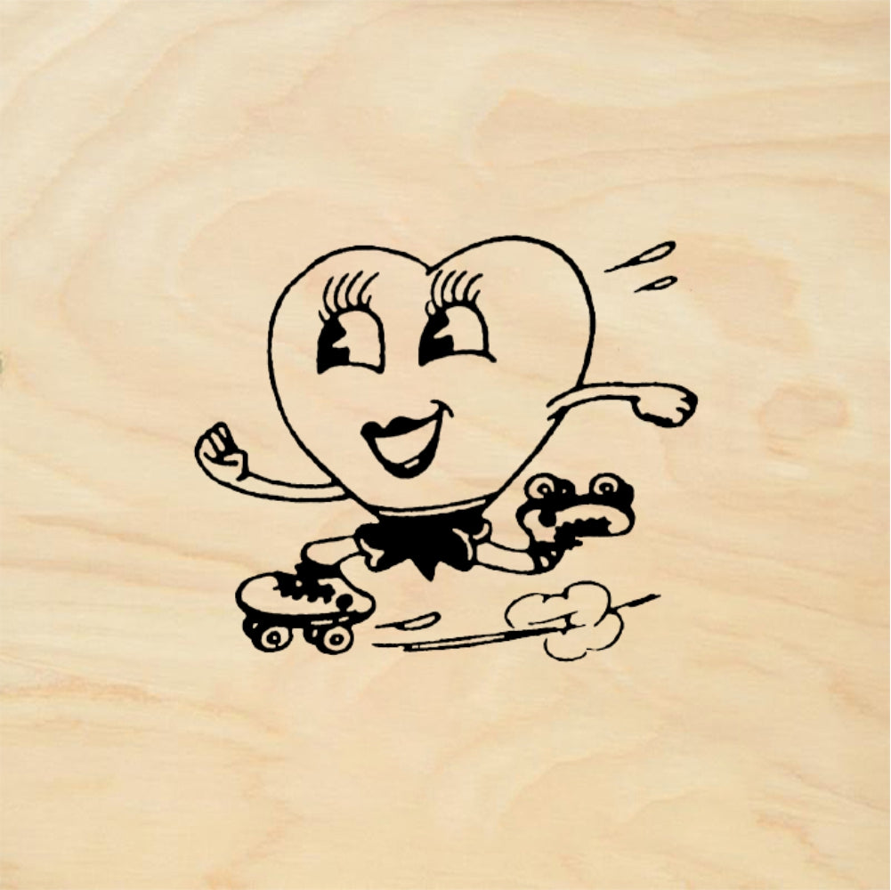 StampaFe Skating Heart - Rubber Stamp 1 x 1.25