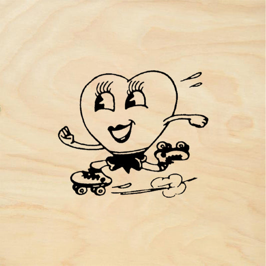 StampaFe Skating Heart - Rubber Stamp 1 x 1.25