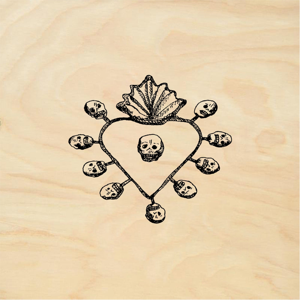 StampaFe Skull heart - Rubber Stamp 1 x 1.5